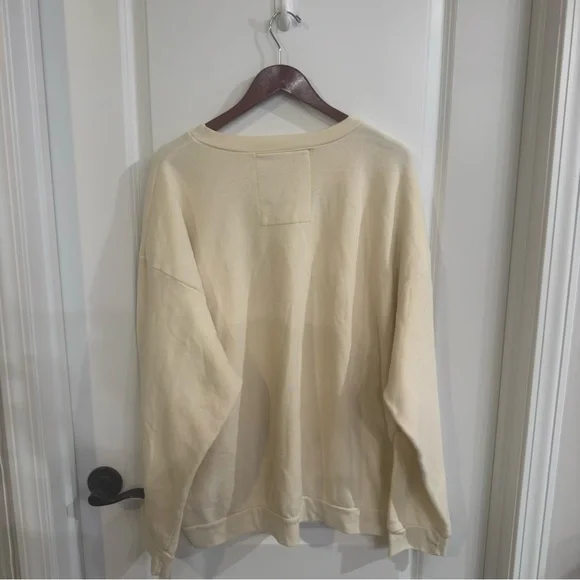 Aviator Nation Glitter Heart Crewneck Pullover Sweatshirt in Natural - Picture 13 of 13